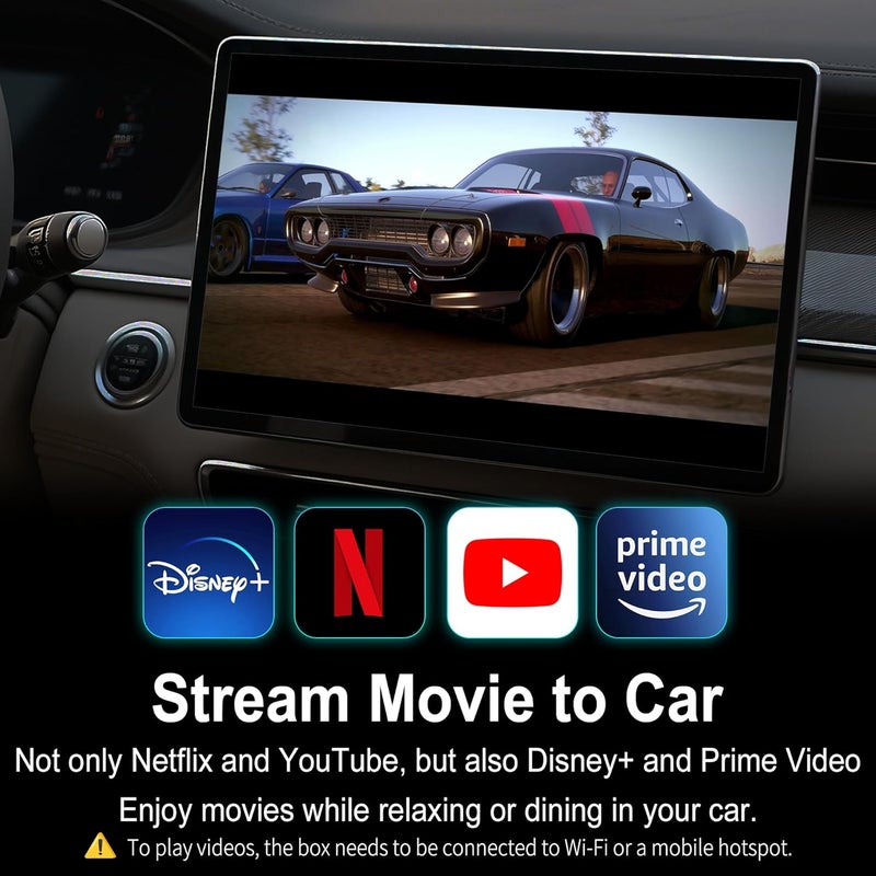 ONINCE ترقية CarPlay AI Box 2025 – صندوق سحري 3.0 مع CarPlay اللاسلكي وAndroid Auto، وNetflix وYouTube وDisney+ وPrime Video مدمجة | واي فاي 5.8GHz، اتصال تلقائي | للسيارات والدراجات النارية المزودة بـ CarPlay السلكي من OEM - Image 3